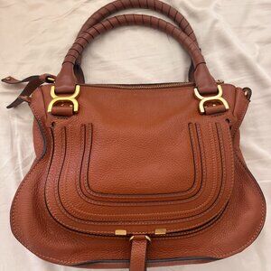 Chloé Marcie Medium Satchel in rich brown grained calfskin
